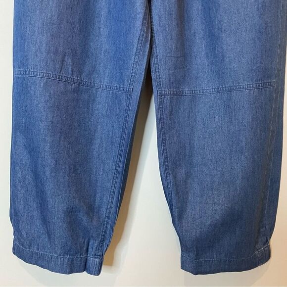 Whistles Lucy Chambray Barrel Trouser Tapered Pants Trip Cotton Blue 12 US NWT - Picture 6 of 13